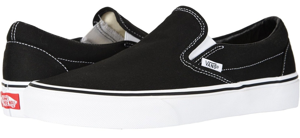 Vans Classic Slip-On Canvas Sneakers Black/White Unisex Size 9 Men / 10.5 Women